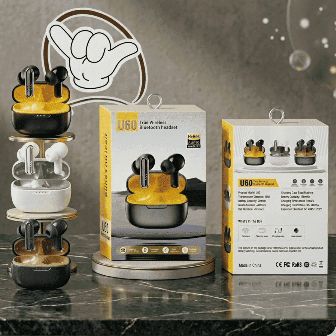 U60 True Wireless Earbuds | Hi-Res + ANC + 40H Battery | MoodOn.pk
