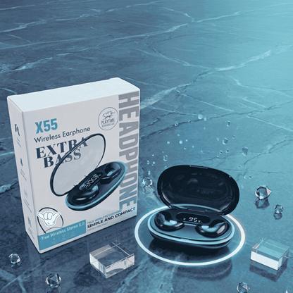 X55 Wireless Earbuds | Extra Bass + LED Display | MoodOn.pk