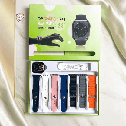 D9 Ultra Smart Watch | 2.3" HD + 7 Straps + EKG | MoodOn.pk