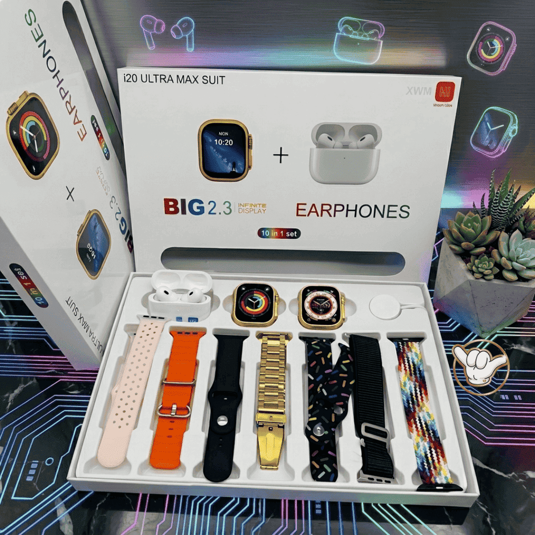 i20 Ultra 3 Max Smart Watch | 10in1 + Free Earbuds + 7 Straps | MoodOn.pk