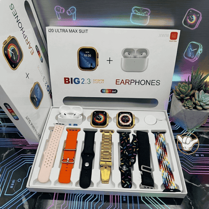i20 Ultra 3 Max Smart Watch | 10in1 + Free Earbuds + 7 Straps | MoodOn.pk