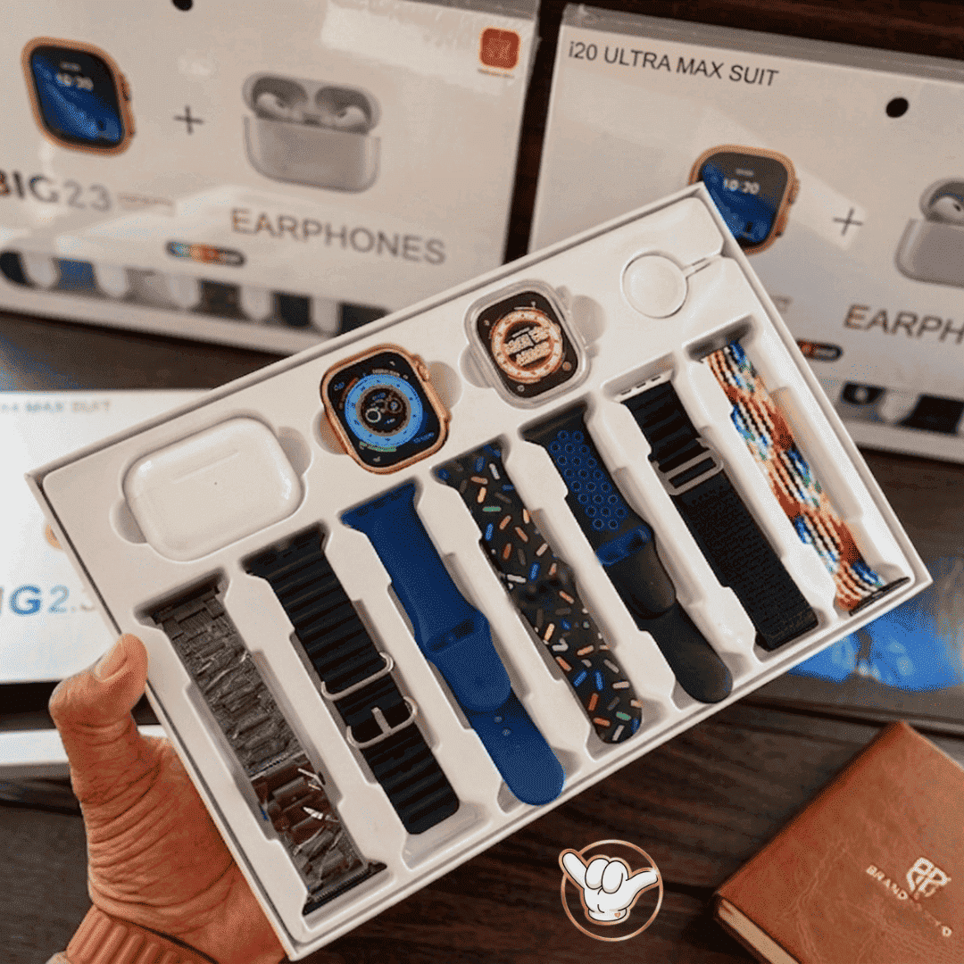 i20 Ultra 3 Max Smart Watch | 10in1 + Free Earbuds + 7 Straps | MoodOn.pk