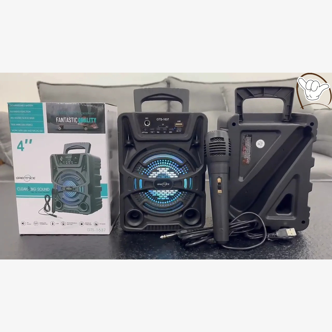 Wireless Bluetooth Speaker GTS-1638 | 4 Inch Portable Sound System with Extra Bass & Free Mic