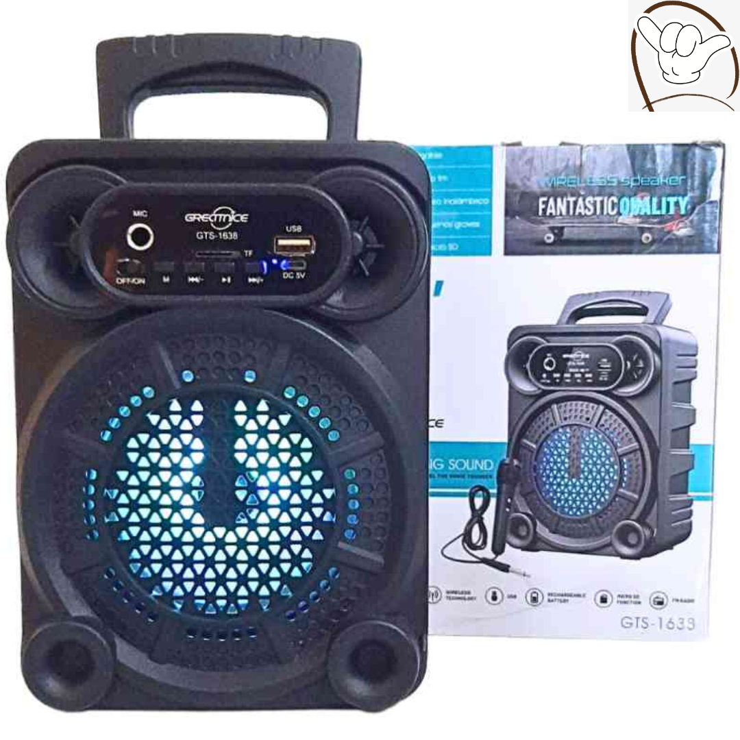 Wireless Bluetooth Speaker GTS-1638 | 4 Inch Portable Sound System with Extra Bass & Free Mic