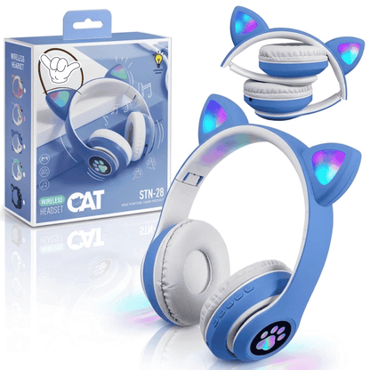 Cat Ear LED Headphones for Kids | Light Up + Bluetooth 5.3 | MoodOn.pk