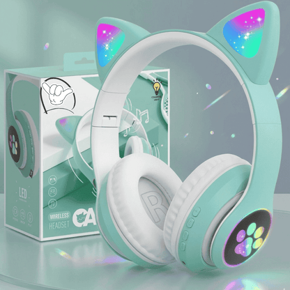 Cat Ear LED Headphones for Kids | Light Up + Bluetooth 5.3 | MoodOn.pk