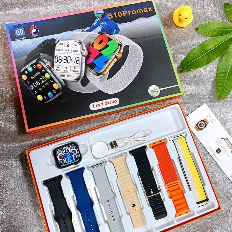 S10 Pro Max 7-in-1 Smart Watch – Series 9 & 10 | 7 Straps, Bluetooth Calling, HD Display, Fitness Tracker